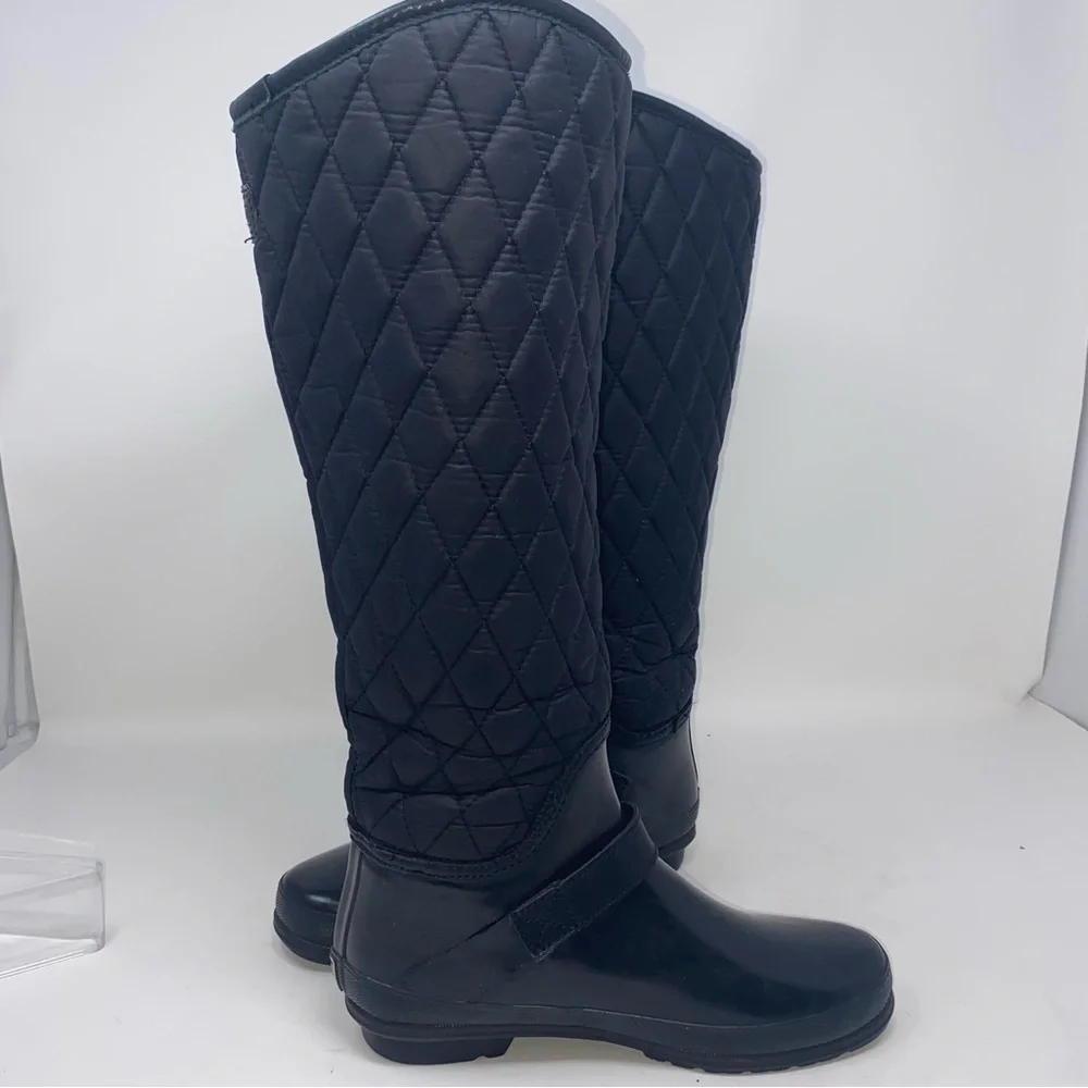 Sperry Black Top Sider Hingham Quilted Tall Shaft Rain Boots Sz. 5